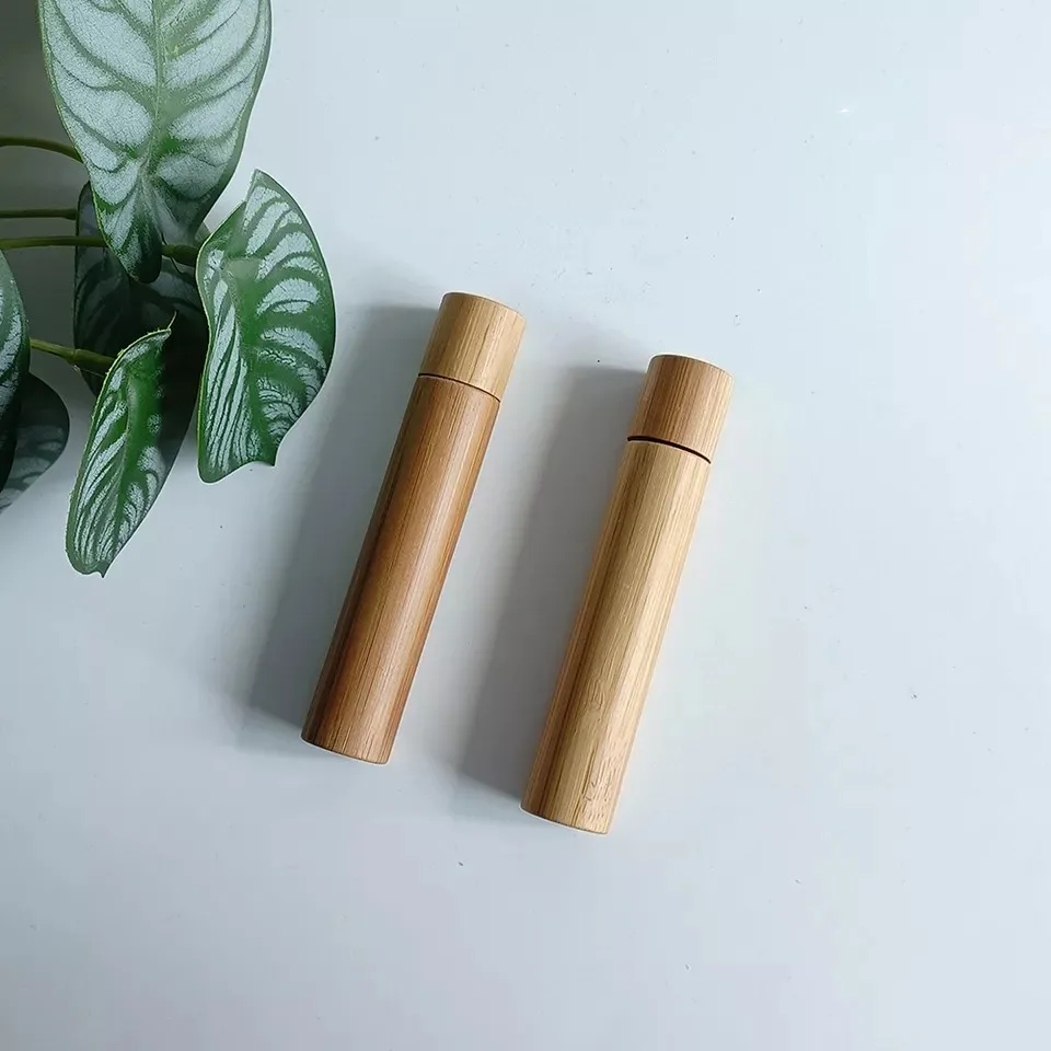 High Quality 10ml Cosmetic Packaging Natural Bamboo Wooden Glass Roll On Bottle with Steel Roller Ball for Essential Oil Perfume