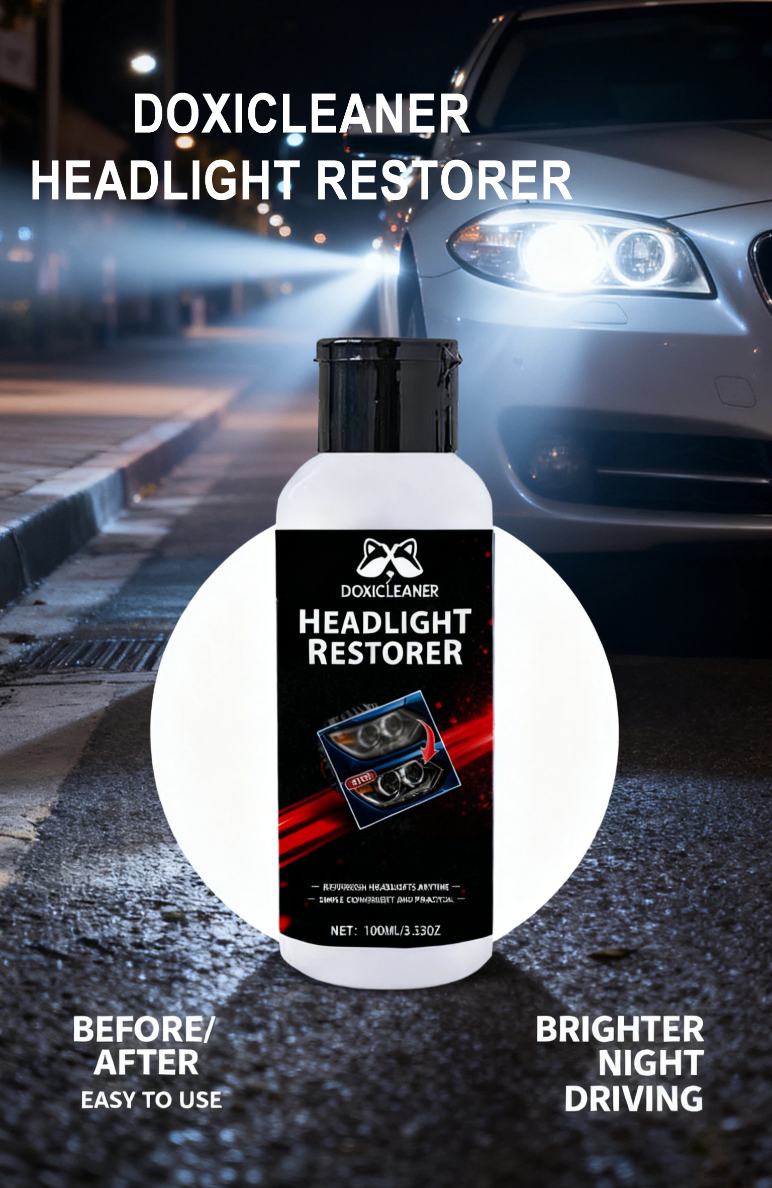 معجون احترافي لإصلاح المصابيح الأمامية للسيارة - مجموعة صيانة ضوء السيارة سهلة الاستخدام، واستعادة المصابيح الأمامية المؤكسدة والمصفرة والضبابية #1