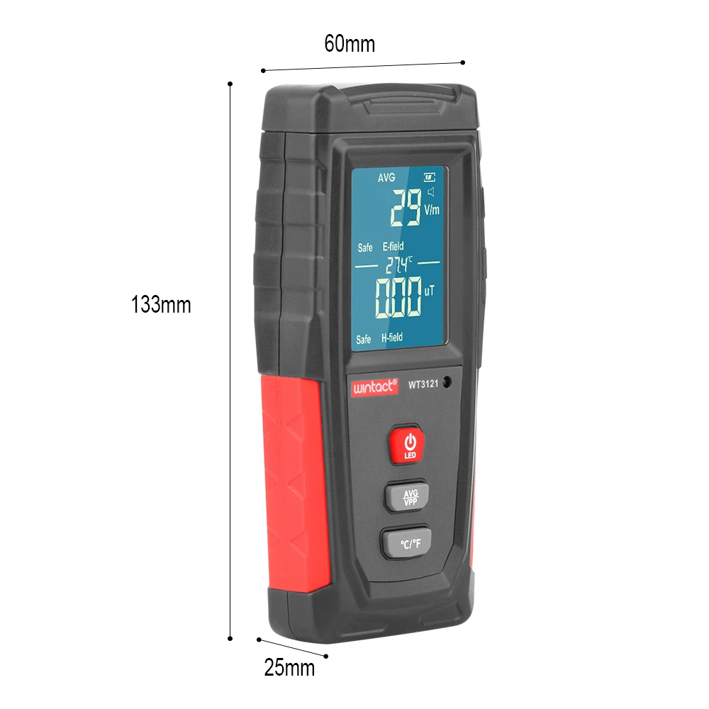 Imagem -02 - Digital Lcd Emf Medidor Detector de Campo Eletromagnético Testador de Radiação Portátil Medidor Emf Wt3121 rz
