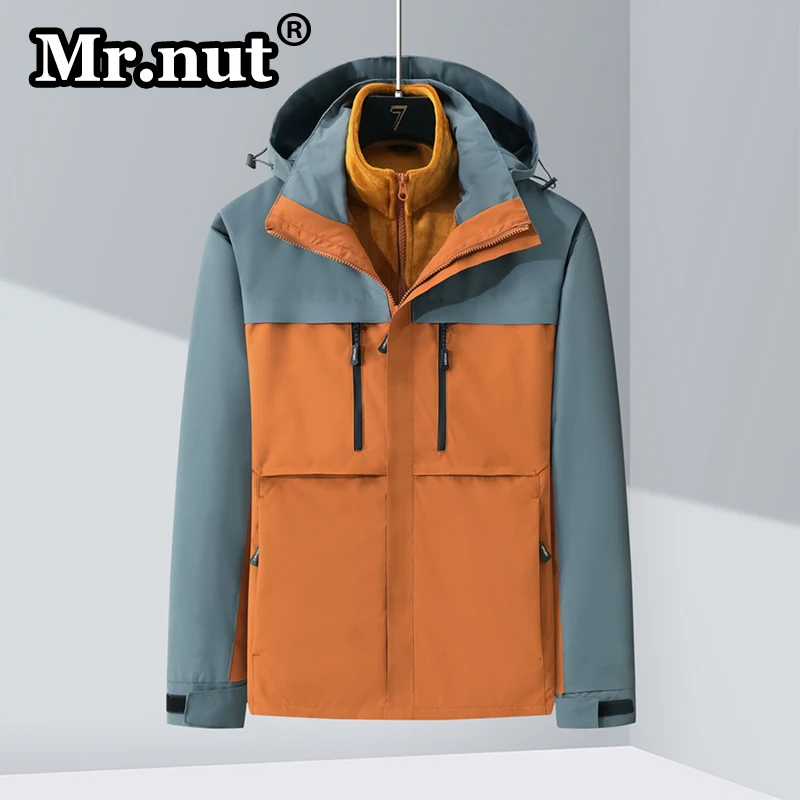 

Mr.nut Sport Outdoor Jacket Keep Warm Winter Men Jackets Removable 2-piece Mountaineering Suits Camping Waterproof Windbreak Top