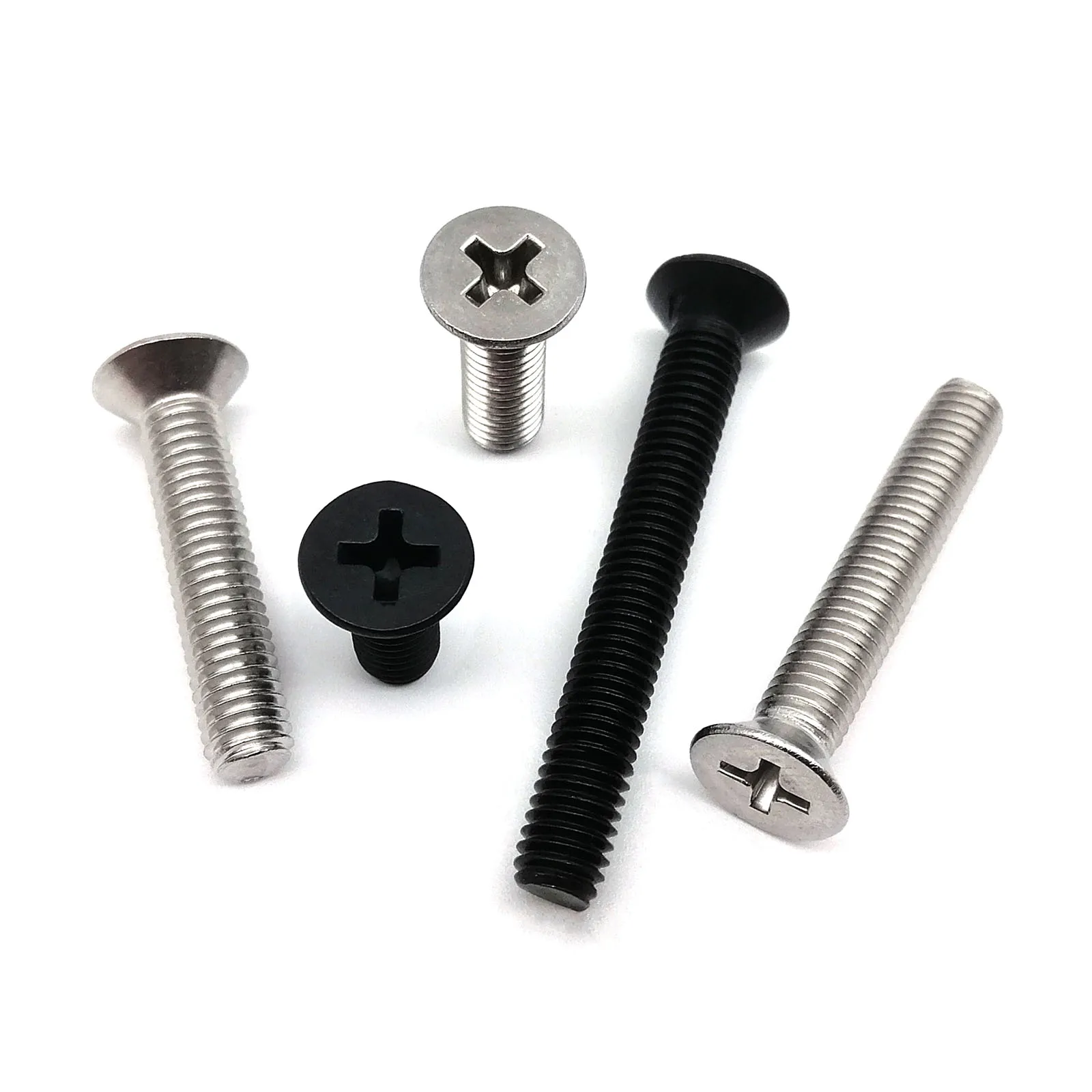 50x M1.2 M1.4 M1.6 M2 M2.5 M3 M3.5 M4 Mini Micro Small Black 304 Stainless steel Cross Phillips Flat Countersunk Head Screw Bolt