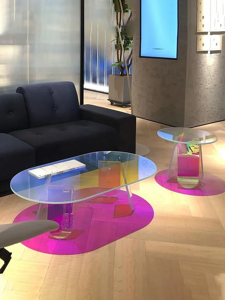 Tea Table Nordic Designer Coffee Table Luxury Living Room Furniture Acrylic Creative Transparent Colourful Large Sofa Side Table