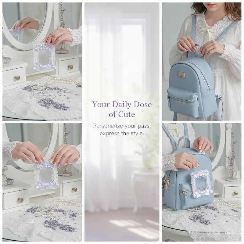 Lace Bow Heart Photocard Holder 1Pc Satin Ribbon Photo Frame Ita Bag Pendant for Idol Photocard Storage Gift