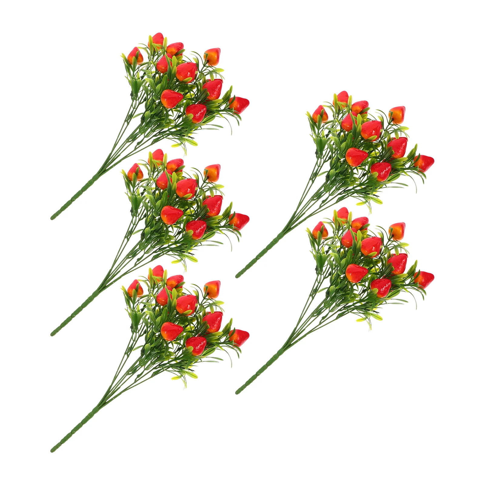 

Strawberry Flower Bouquet Simulated Artificial Fruit Stems Simulation Red Pvc Faux Branch