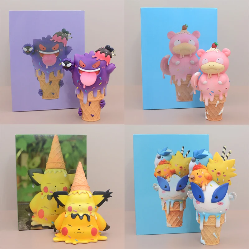 PokéMon Cone Ice Cream Pikachu Bulbasaur Seed Up Duck Kirby Ornament Figure Animation Peripherals juguetes modelo para niños