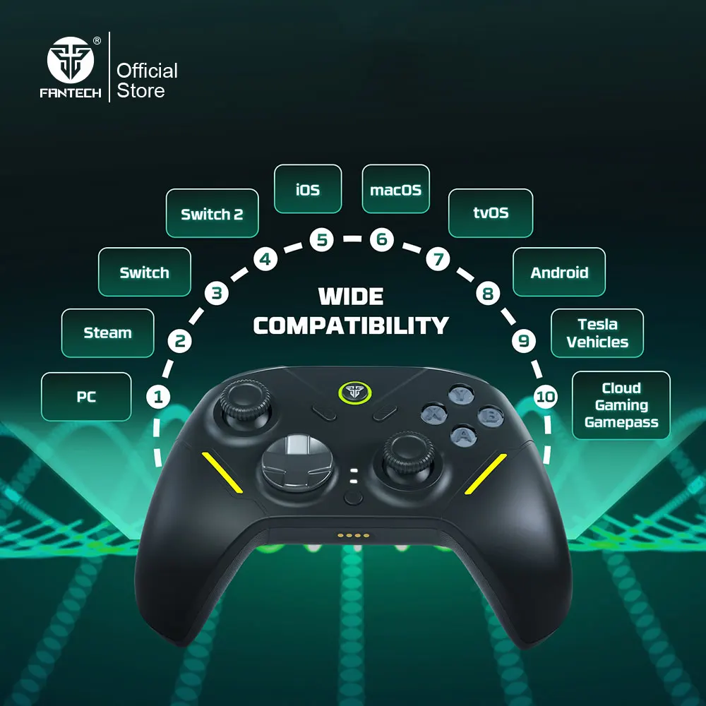 Control de Juego Inalámbrico y con Cable FANTECH ZENITH PRO WGP18, con Cambio entre Gatillos Mecánicos o de Efecto Hall, RGB