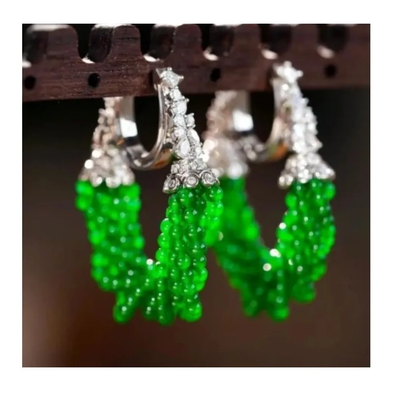

Classical Multi-layer Green Agate Beaded Earrings, Earrings, Pendants Are Plated To Show Temperament, Elegant Gold Diamond Mille