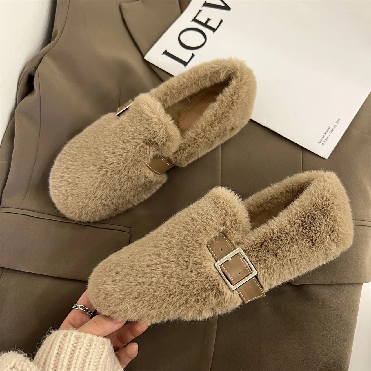 Women Moccasin Shoes Bow-Knot Slip-on Female Footwear Clogs Platform Loafers Fur Round Toe Casual Sneaker Winter Moccasins Butte