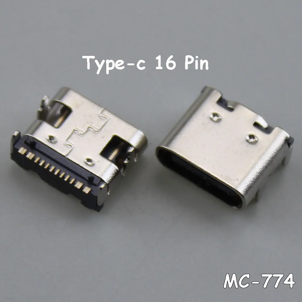 1-10Pcs  Micro USB-3.1 socket SMD Type-C female header 16P HD transmission interface 4 fixed pins Bidirectional Connector