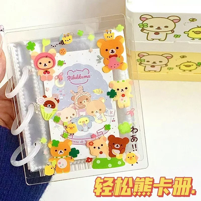 

Новый четыре листа клевера Rilakkuma ПВХ альбом для карточек креативный мультфильм 3-кольцевой переплет зажим для хранения фотографий милая девушка подарок на день рождения