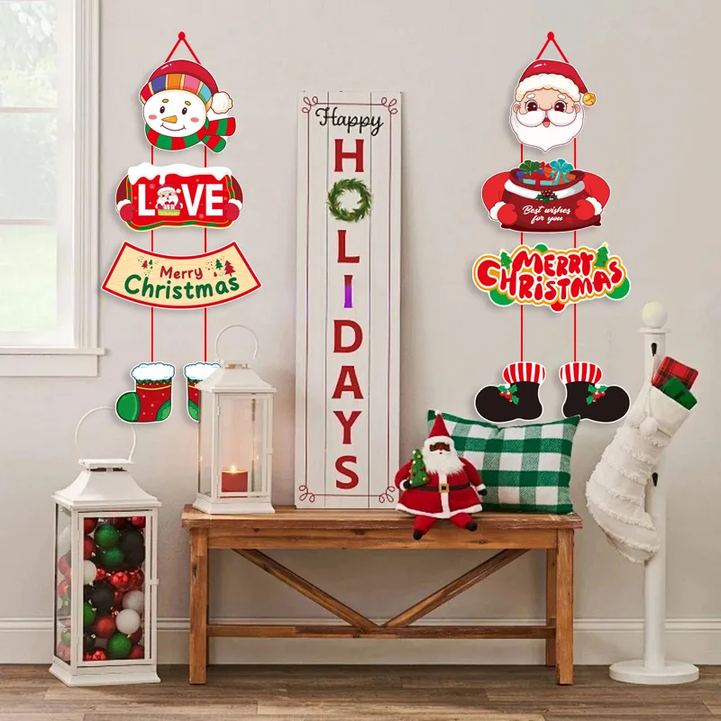 

Christmas Decoration - Paper Door Hangers, Door Curtains, Store Shop Home Decorations, Cartoon String Flags, for Christma Party