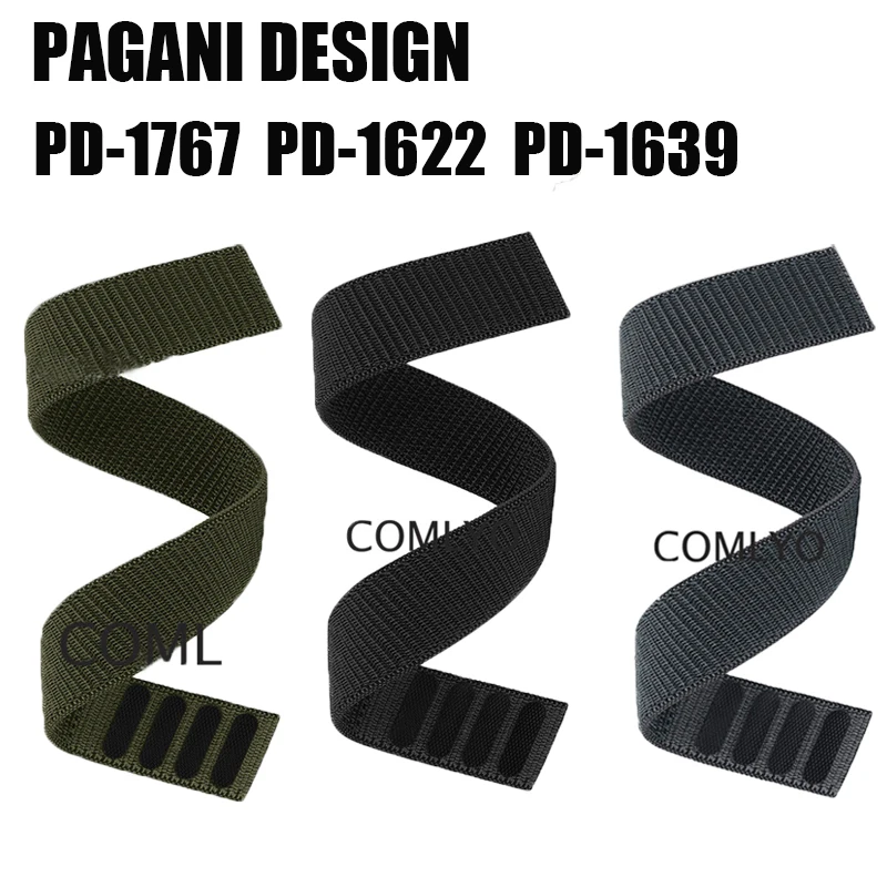 For PAGANI DESIGN PD-1639 PD-1622 PD-1767 Strap Nylon Watch Band Hook&Look Soft Belt Outdoor Watchband