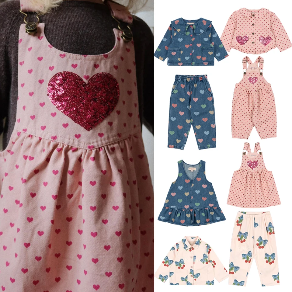 

Toddler Girls Clothing Set KS Full Print Overalls And Denim Dress Jeans Combo Kids Outwear Pants Children's Fashion 2025