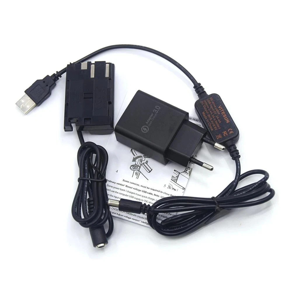 QC 3.0 Charger USB to DC Power Cable DR-400 BG-E2 E2N BP-511 Dummy Battery for Canon EOS 20D 30D 40D 5D 50D D30 D60 Camera