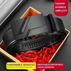 Men Leather Belt Metal Automatic Buckle Brand High Quality Luxury Belts for Men Famous Work Business Black PU Strap