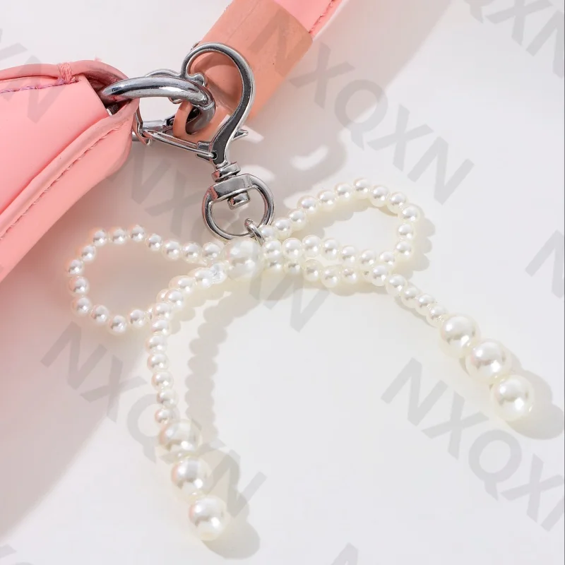 Y2k Pretty Pearl Bowknot Keychain Noble And Elegant Key Ring For Women Girl Bag Phone Decoration Good Gift Handmade Jewelry