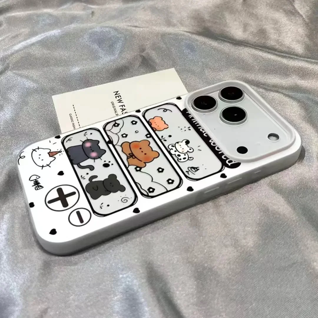 

Полный чехол для iPhone 17/16/15/14/13 pro max, чехлы с милым мультяшным принтом кота и медведя для iPhone 17 Promax