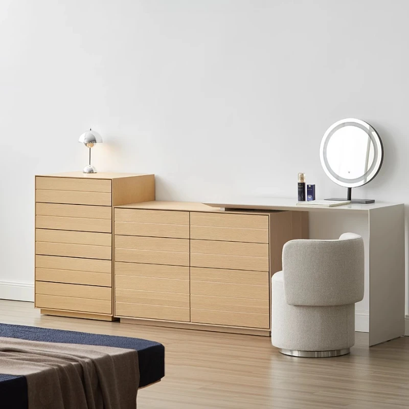 

Nordic solid wood chest of drawers, bedroom against the wall, bedside cabinet, Japanese log style, living room locker