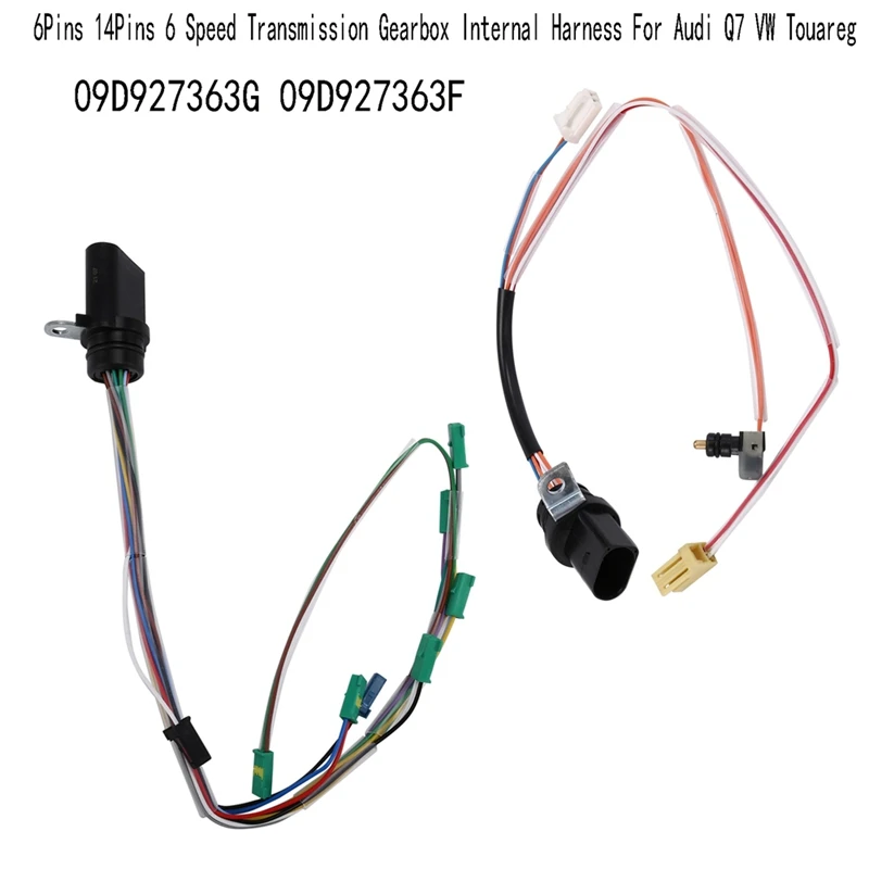 2PCS 09D927363G 09D927363F 09D 6Pins 14Pins 6 Speed Transmission Gearbox Internal Harness For  Q7 VW Touareg