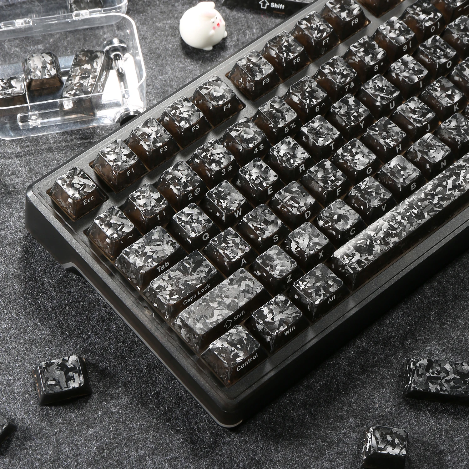 120 Keys Forged Carbon Fiber Pattern Keycaps Side Printed Cherry Profile for custom Gaming mechanical keyboard  Caps