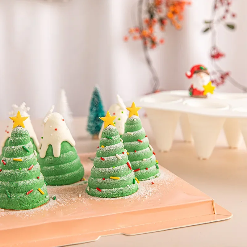 8pcs Christmas Tree Conical Baking Mold Candle Handmade Soap Molds Bakingkitchenware