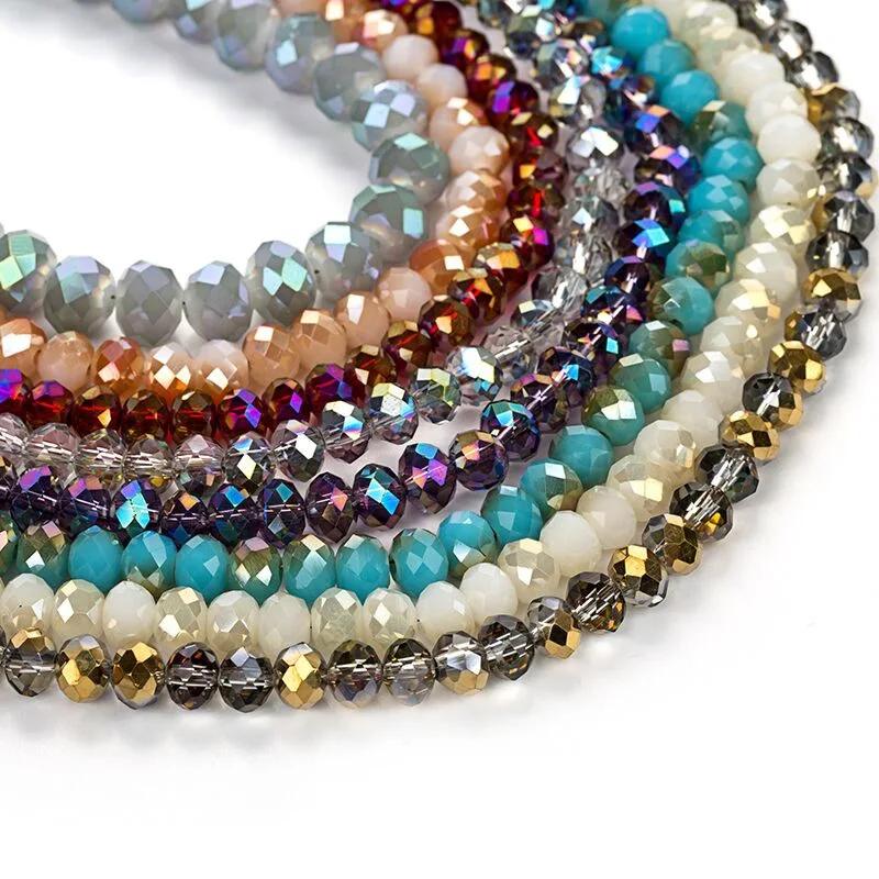 2X3/3X4/4X6/6X8mm kryształowe koraliki AB Multicolor Spacer szklane koraliki na bransoletkę do biżuterii pierścionek na rękę naszyjnik Making DIY hurtownia