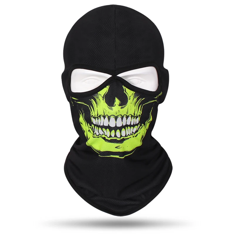 Outdoor Sports Skull Balaclava for Men, 2 Holes Full Face Scarf, Windproof Headgear Caps, Motorcycle Bicycle Helmet Liner Hat,