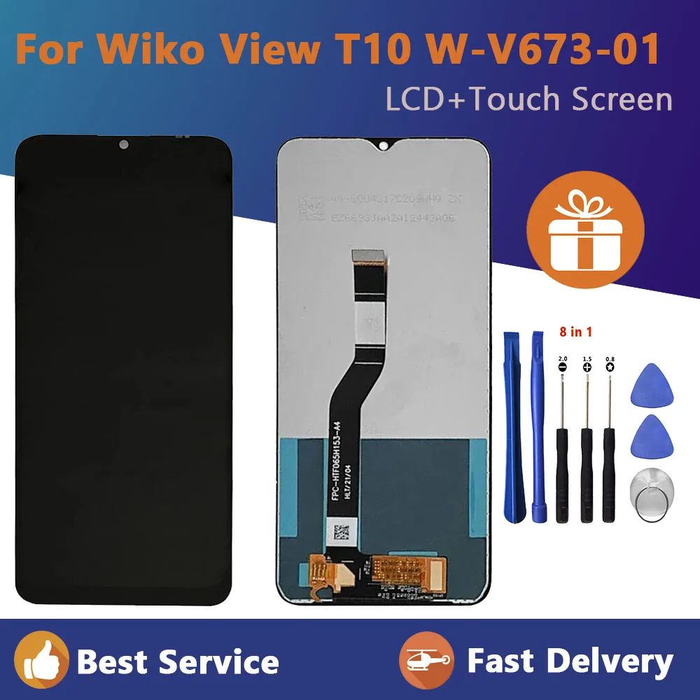 

6.5"Original For Wiko T10 LCD Screen Display Touchscreen Digititizer Assembly Repair mobile phone V673-01 02 lcd With Tools