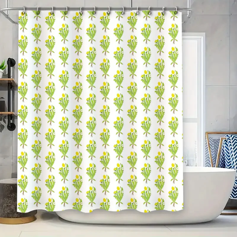 Floral Shower Curtain Botanical Greenery Pattern Bathroom Decor Nature Inspired Washable Fabric Backdrop