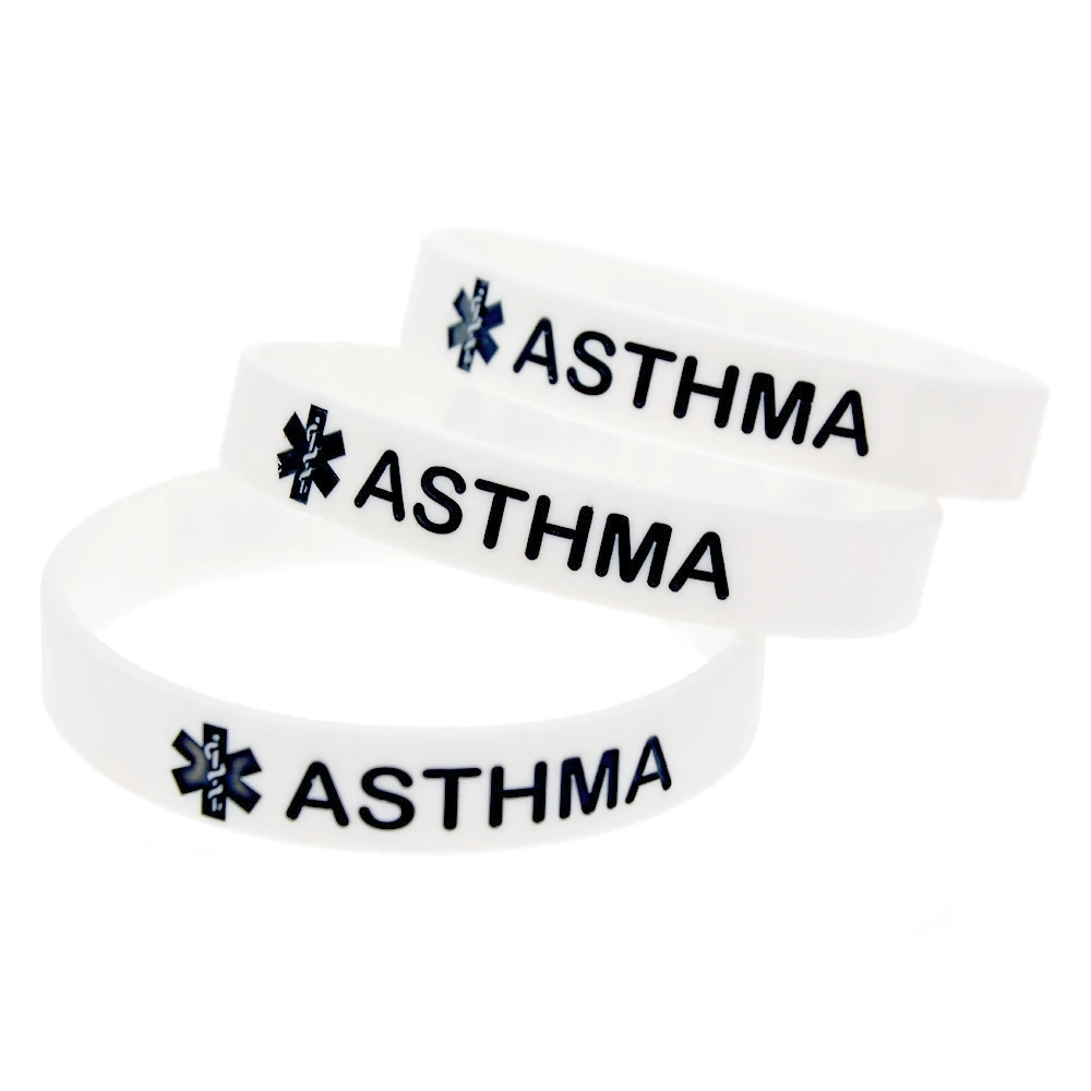 50 Stück ASTHMA Medizinisches Notfall-Silikon-Armband Krankheits-Allergie-Notfall-Identifikationsarmband für den täglichen Gebrauch – Detail 6