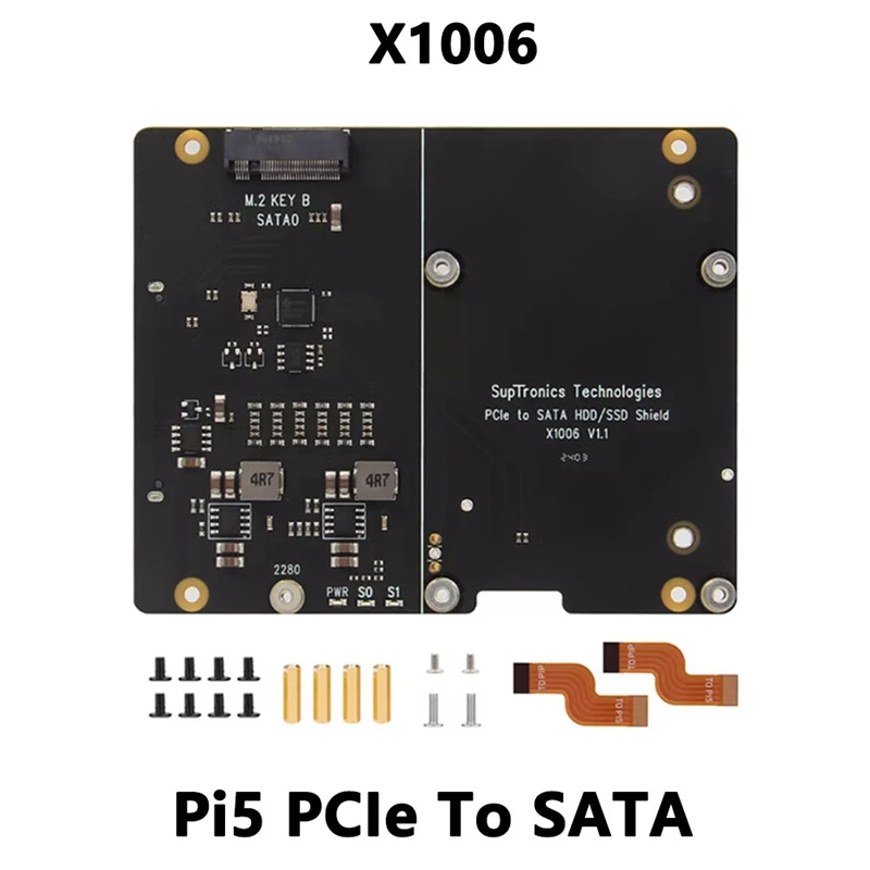 X1006 Pcie To 2.5Inch SATA SSD/HDD+M.2 2280 SSD Shield For Raspberry Pi 5 NOT Support Boot From SSD