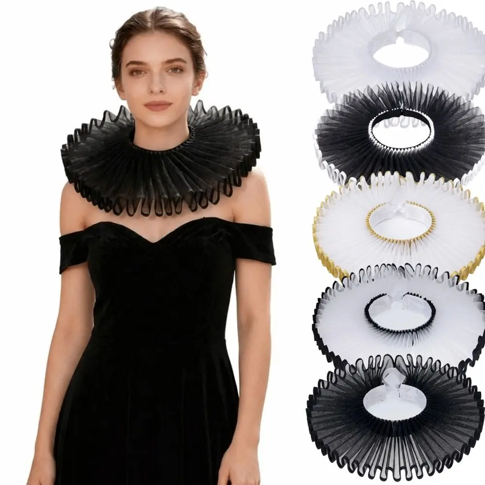 

Exaggerated Handmade Neck Ruff Collar Detachable Theatrical Literary Ruffian Collar Vintage Ruff Collar Photography Props