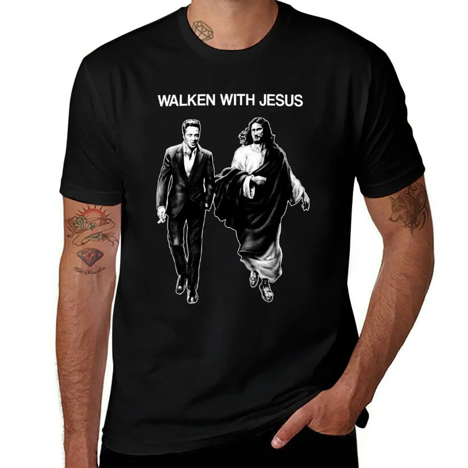 

Walken With Jesus Christopher Walken Comfy Graphic T-Shirt t shirts with prints man t shirts cotton t shirt man cotton T-Shirt