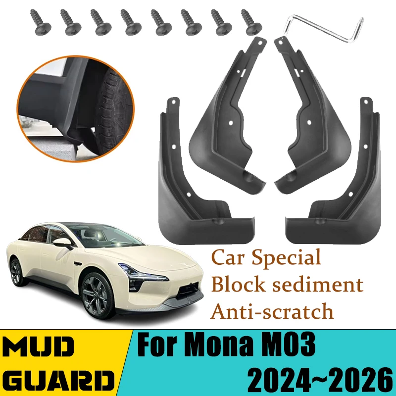 

For XPeng Mona M03 2024 2025 Anti-Dirty Car Rear Matte Black Flaps Splash-Proof Muds Flaps Mudflap Fender Front Auto Accessories