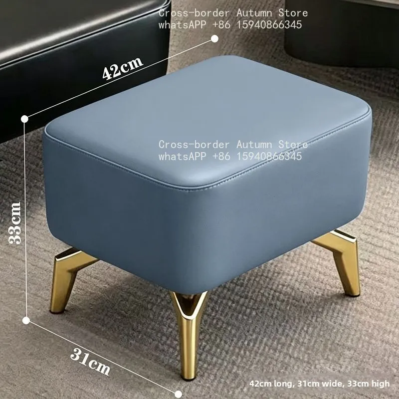 Modern light luxury golden foot shoe change stool high rebound sponge soft bag low stool non-slip living room universal