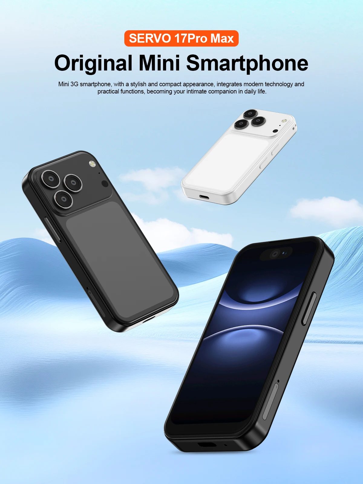 SERVO Small Pocket Mobile Phone 3.75" 3G Android Dual SIM Face Unlock 16GB WiFi GPS Bluetooth Mini Cellphone Support Play Store