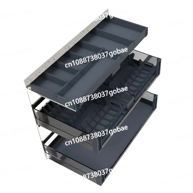 

Basket Kitchen Cabinet Double Drawer Storage Shelf