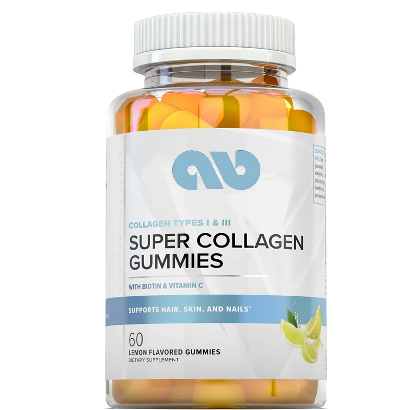 

Super collagen gummies, gluten free, kosher and halal, non GMO, type I and III skin, joint and intestinal support