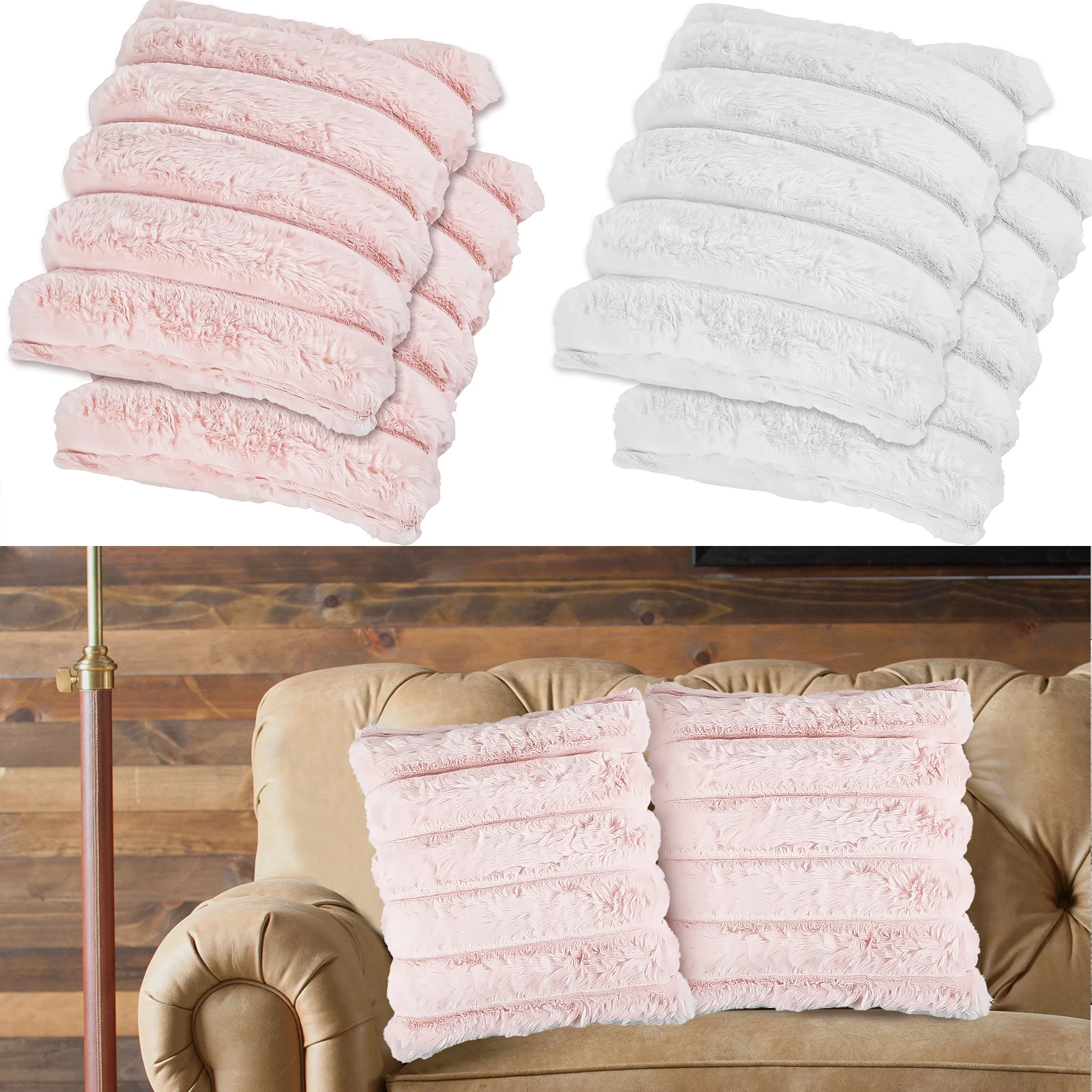 

2 Packs Throw Pillow Covers Soft Cozy Pillowcase with Zipper Faux Rabbit Fur Pillow Case 18×18 Inch Throw Pillow Case Decorative