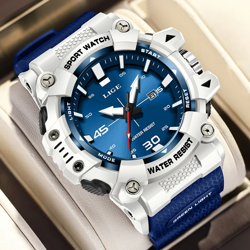 LIGE 2026 كوارتز ساعات المعصم موضة عسكرية قمة الساعات الفاخرة الرجال الرياضة مقاوم للماء مضيئة تاريخ ساعة رجالي Reloj Hombre #3