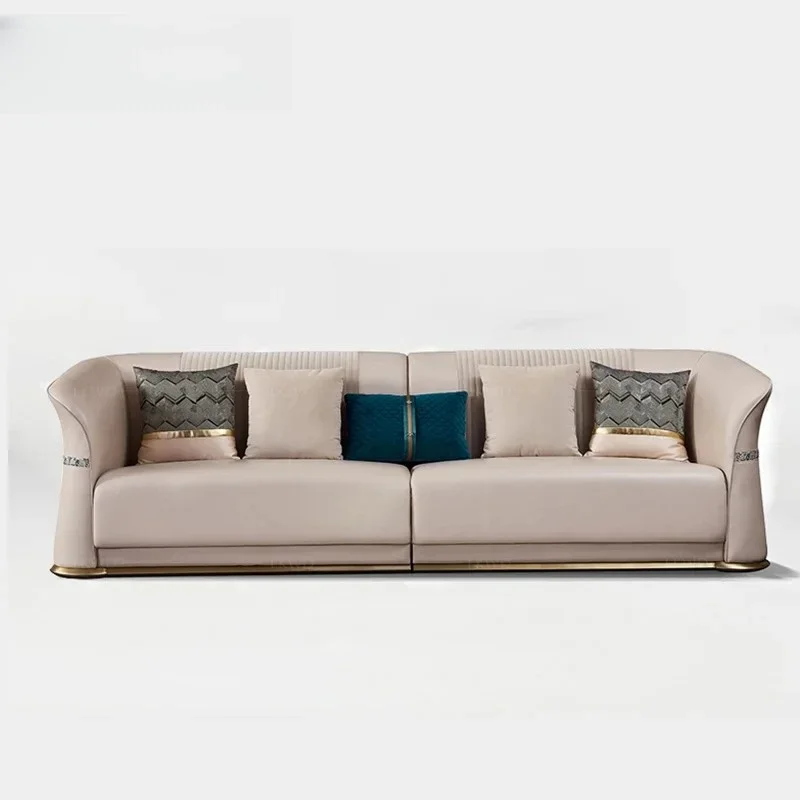 Post-modern Light Luxury Sofa High-end Luxury Villa Living Room Full Leather Sofa123Combined Whole House Supporting Furniture