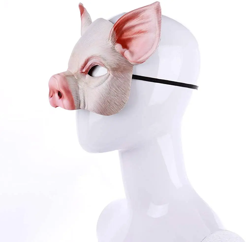 Half Face Animal Mask Horror Pig Mask for Halloween Costume Party Cosplay Ball Attire Mask Props