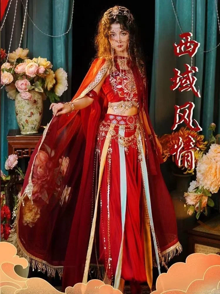 Improved Han Element Ancient Costume Complete Set Dunhuang Dress Exotic Hanfu Women's Western Regions Goddess Dancing Clothing