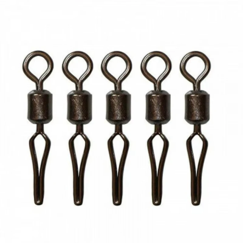 100 pièces/sac 2 # -10 #   Pivot de pêche avec Clip de ligne latérale, pivotant en cuivre, accessoires de pêche à pression roulante