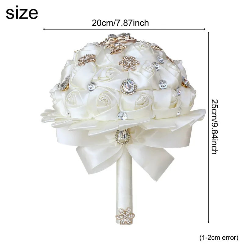 

Cross-border Bridal Milk Satin Rose Bouquet Wedding Gift Supplies Handmade Bouquet Manufacturer Spot 531C