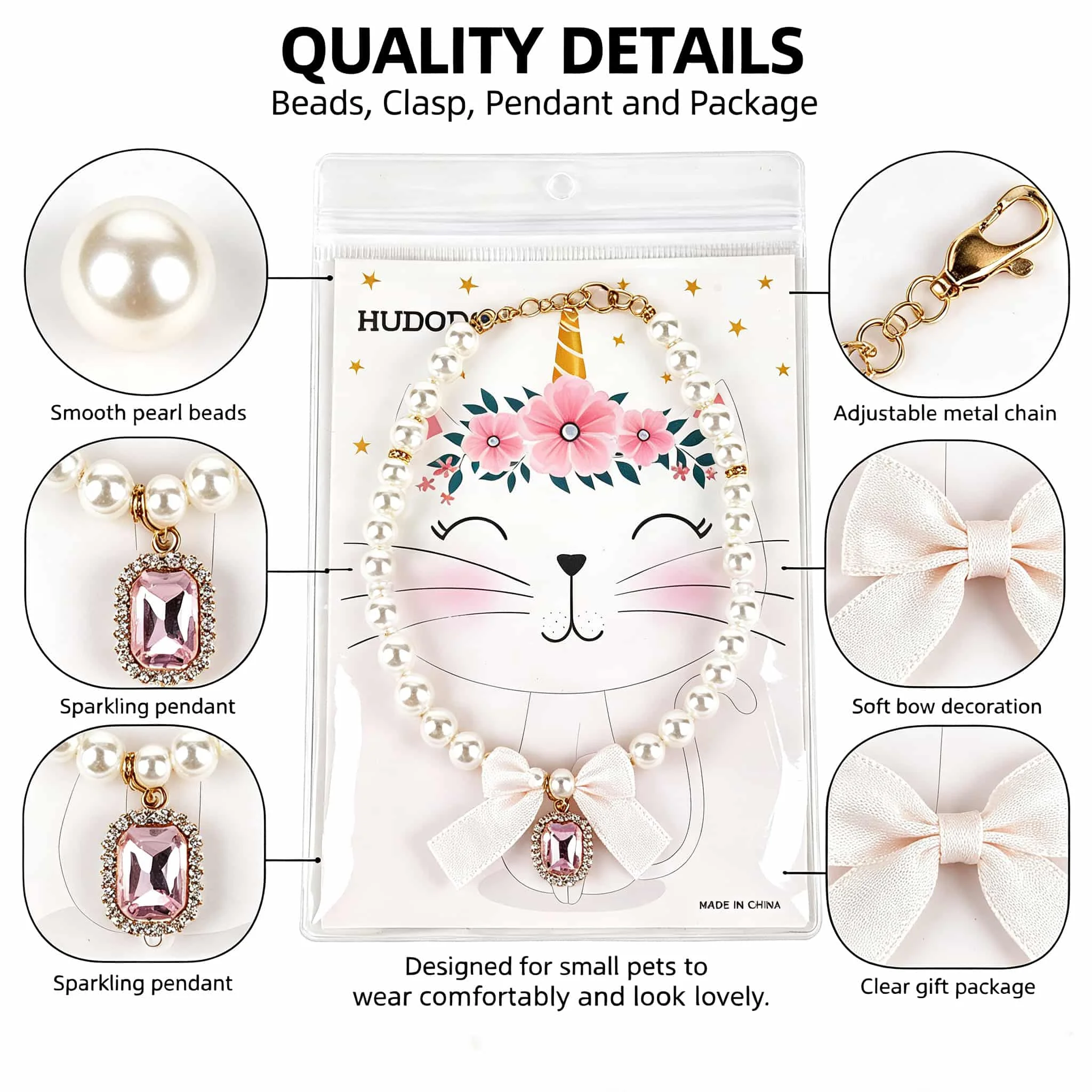 Multi‑Style Pet Charm Necklace Handmade Beaded Collar Adjustable Cat Dog Collar For Daily Wear Shooting Party Decoration