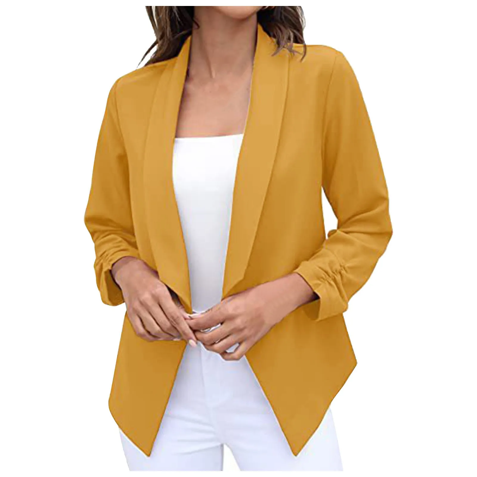 Women'S Solid Color Long Sleeved Fashion Cardigan Small Suit Coat Elegant Casual Women'S Commuter Style Suit Top