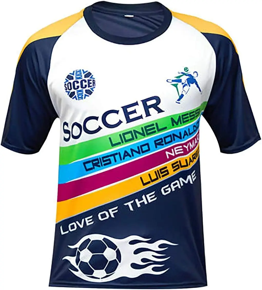 تي شيرت رجالي مطبوع ثلاثي الأبعاد لكرة القدم جيرسي مريح للتنفس ميسي رونالدو نيمار ريال مدريد مانشستر تصميم الإصدار الجديد
