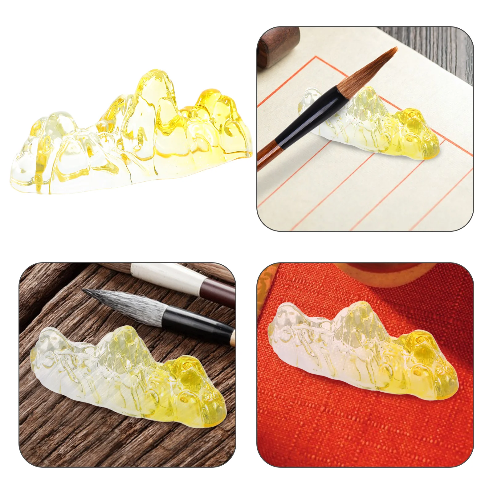 

Crystal Sculpture Chinese Feng Shui Nursery Room Decor Calligraphy Brush Holder Pen Rest Office Desktop Ornament