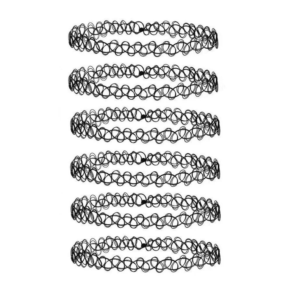 12PCS Hot Sell Vintage Hippy Stretch Tattoo Choker Necklace Elastic Chocker Necklace Fishing Line Necklace